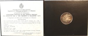 obverse: San Marino. 500 lire 1975 Scalpellino. Ag. 