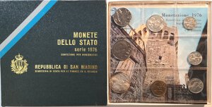obverse: San Marino. Serie divisionale annuale 1976 Sicurezza Sociale. Con moneta da 500 lire in Ag. 