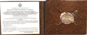 obverse: San Marino. 1000 Lire 1980. Ag. XV° Centenario della nascita di San Benedetto da Norcia. 