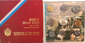 obverse: San Marino. Serie divisionale annuale 1981 La Pace. Con moneta da 500 lire in Ag. 