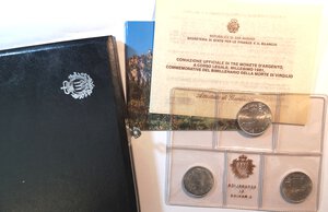 obverse: San Marino. Trittico 1 000, 500 e 500 lire. 1981 Publio Virgilio. Ag. 