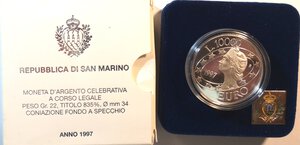 obverse: San Marino. 10000 lire 1997. Ag. Gig. 