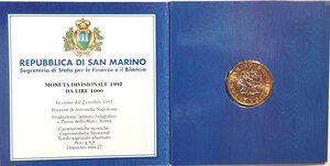 obverse: San Marino. 1000 Lire 1997.