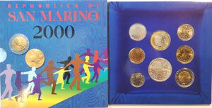 obverse: San Marino. Serie divisionale annuale 2000 L uomo verso il terzo millennio. Con 5000 lire in Ag.  
