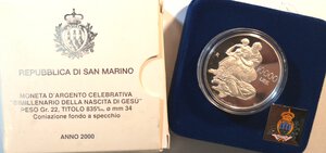 obverse: San Marino. 10000 lire 2000. Ag. Nascita di Gesù. 
