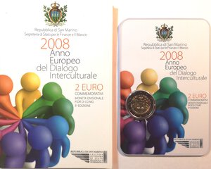 obverse: San Marino. 2 Euro 2008 Anno europeo del dialogo interculturale. 