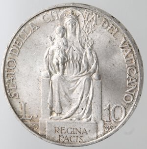 reverse: Vaticano. Roma. Pio XI. 1939-1958. 10 Lire 1935. Ag. 