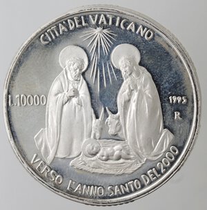 reverse: Vaticano. Roma. Giovanni Paolo II. 1978-2005. 10000 Lire 1995. Verso l anno 2000. Ag. 