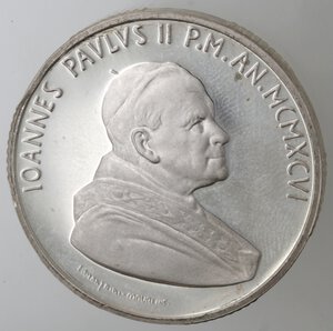 obverse: Vaticano. Roma. Giovanni Paolo II. 1978-2005. 10000 Lire 1996. Verso l anno 2000. Ag. 