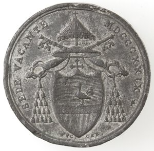 obverse: Medaglie. Papali. Sede Vacante 1829. Medaglia del Cardinale Camerlengo Pier Francesco Galleffi. Ae. 