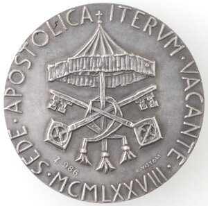 reverse: Medaglie. Papali. Seconda Sede Vacante 1978. Medaglia emessa dal Cardinale Camerlengo Jean Villot. Ag. 