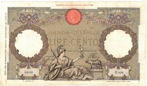 obverse: Vittorio Emanuele III. 1900-1943. 100 Lire Roma Guerriera. Fascio. 