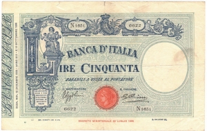 obverse: Vittorio Emanuele III. 1900-1943. 50 Lire Matrice. Fascio. 