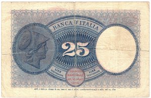 reverse: Vittorio Emanuele III. 1900-1943. 25 Lire Aquila Latina. 