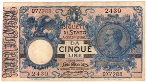 obverse: Vittorio Emanuele III. 1900-1943. 5 Lire. 