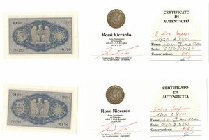 reverse: Vittorio Emanuele III. 1900-1943. Lotto di 2 pezzi da 5 Lire Impero 1940 A. XVIII. 