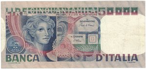 obverse: Repubblica Italiana. 50.000 Lire Volto di Donna. 