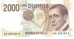 obverse: Repubblica Italiana. 2.000 Lire Guglielmo Marconi. Tripla A. Dec. Min. 24 Ottobre 1990. 
