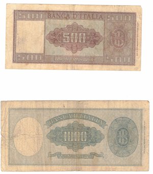 reverse: Repubblica Italiana. Lotto di 2 pezzi da 1000 lire Italia e 500 Lire Italia Medusa. 