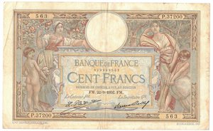 obverse: Francia. 100 Franchi. 