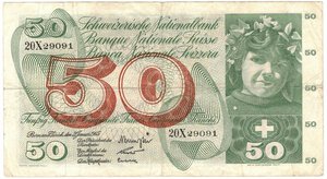 obverse: Svizzera. 50 Franchi 1965. 