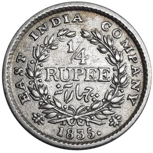 reverse: EAST INDIA COMPANY. William IV, 1/4 Rupee argento 1835  ,BB