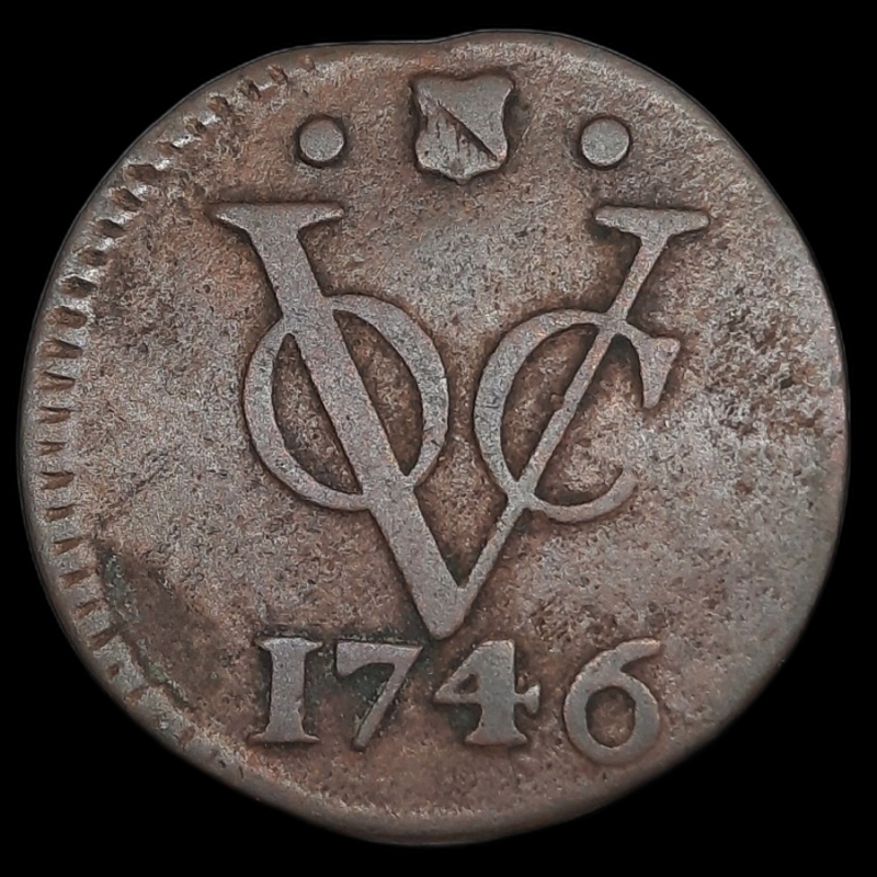 obverse: INDIE OLANDESI. Utrecht ,1 duit 1746  , BB