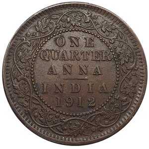 reverse: INDIA, George V,  Quarter anna 1912, SPL 