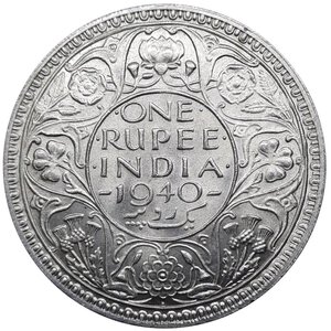 reverse: INDIA, George VI,  Rupee argento  1940, FDC , segn di contatto