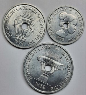 reverse: LAOS. 3 monete 10-20-50 Cents 1952 FDC/Qfdc
