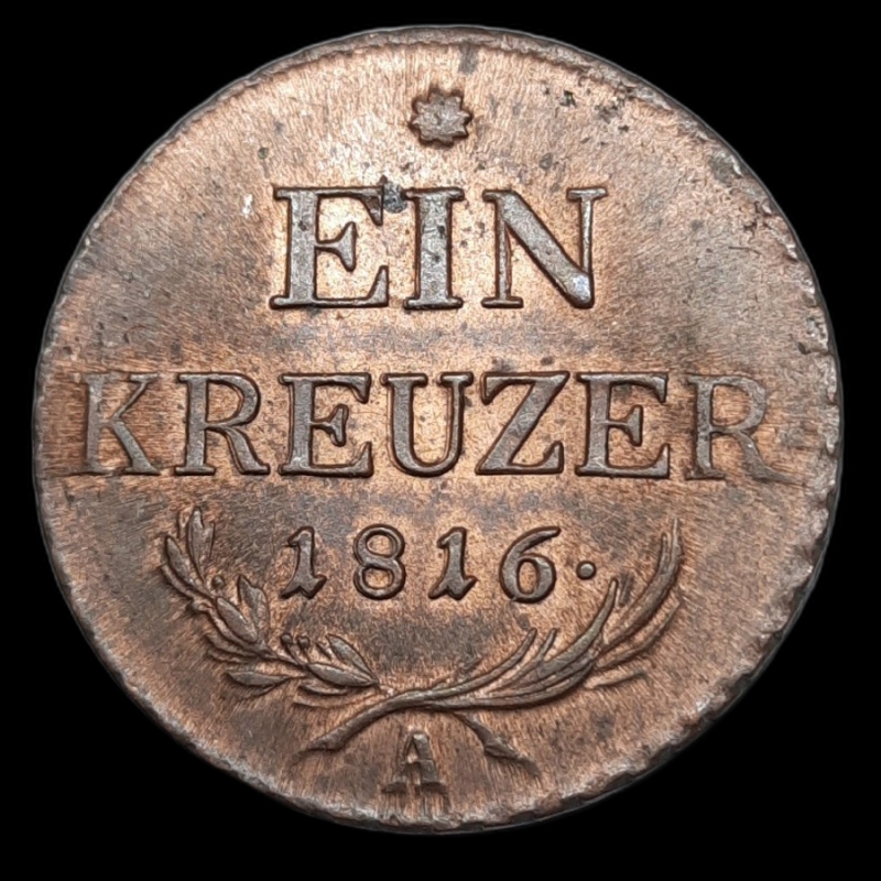obverse: AUSTRIA. Franz I , 1 kreuzer 1816 A  FDC /Qfdc rosso