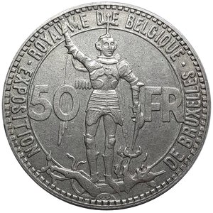 obverse: BELGIO. 50 francs argento 1935 centenario Chemins de fer ,BB