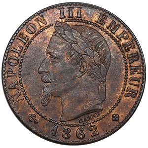 obverse: FRANCIA. Napoleon III 1 Centime 1862 Zecca BB, FDC/ qFDC Rosso