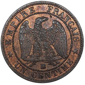 reverse: FRANCIA. Napoleon III 1 Centime 1862 Zecca BB, FDC/ qFDC Rosso