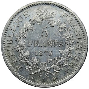 reverse: FRANCIA. 5 francs argento 1875 zecca A SPL+ tracce di pulizia