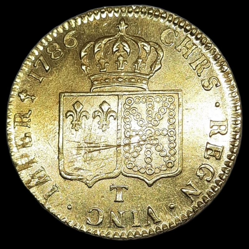 obverse: FRANCIA Louis XVI, Double Louis oro 1786 zecca T,SPL+ con  graffi di conio sul campo a mio avviso, altrimenti Qfdc