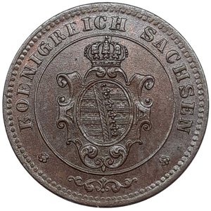 reverse: GERMANIA, Sachsen , 1 pfennig 1865 B,  SPL+/Qfdc Tracce rosse