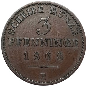 reverse: GERMANIA, Prussia , 3 pfenninge 1868 B,  BB