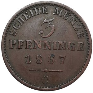 reverse: GERMANIA, Prussia , 3 pfenninge 1867 C,  BB