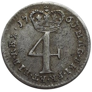 reverse: GRAN BRETAGNA. George III, 4 Pence argento 1763 SPL++  ECCEZIONALE
