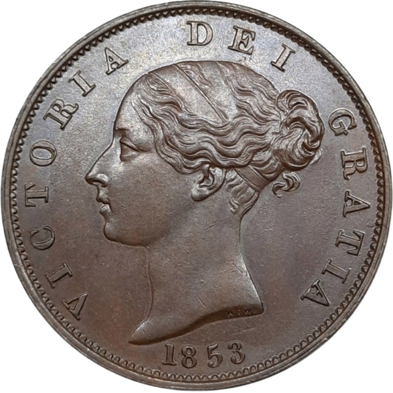 reverse: GRAN BRETAGNA. Victoria queen , Half penny 1853 FDC/Qfdc Moneta ECCEZIONALE