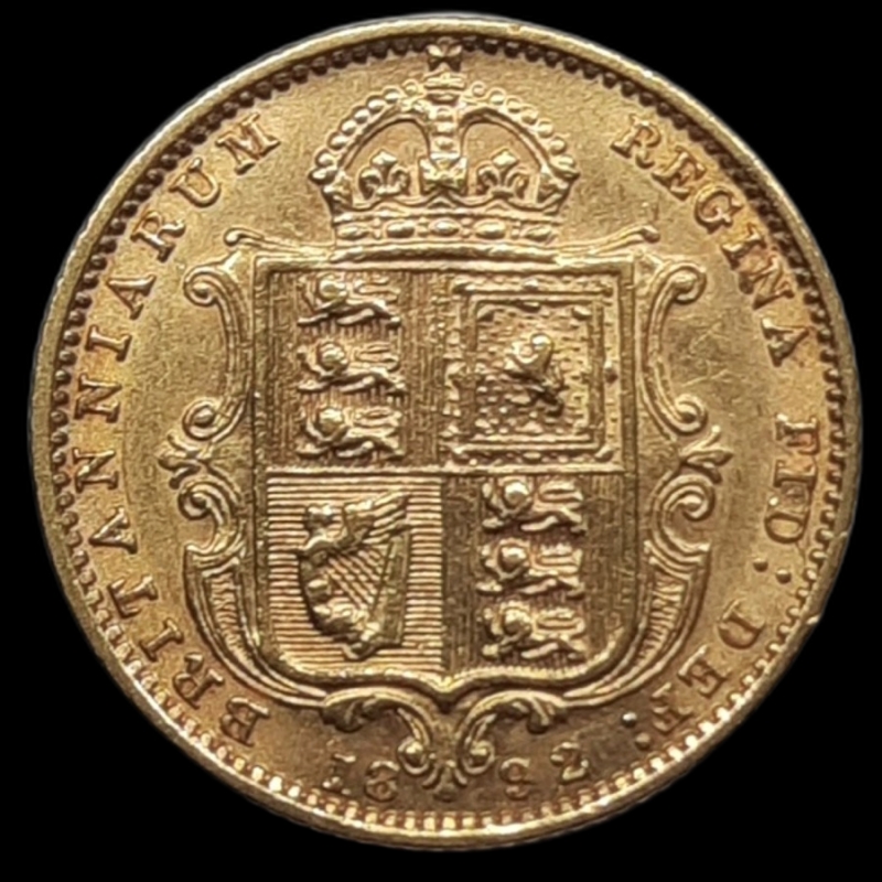 obverse: GRAN BRETAGNA. Victoria queen , Half sovereign oro 1892  SPL+