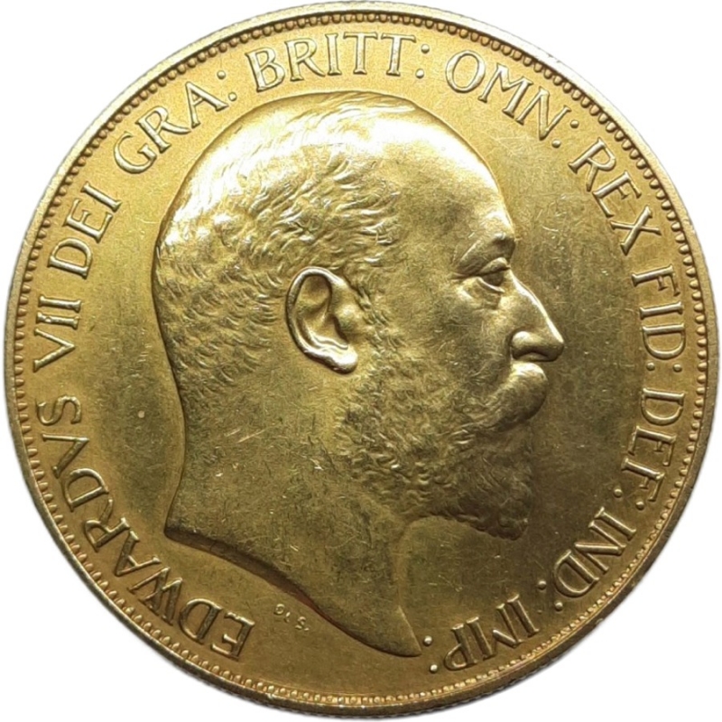 reverse: GRAN BRETAGNA. Edward VII, 5 Sterline oro 1902 SPL tracce di pulizia, MONETA RARA