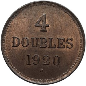 reverse: GUERNSEY. 4 Doubles 1920 SPL/Qfdc Rosso