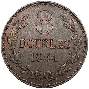 reverse: GUERNSEY. 8 Doubles 1934 BB/SPL