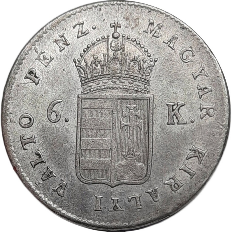 reverse: UNGHERIA , 6 Krajczar 1849,  SPL  Eccelsa