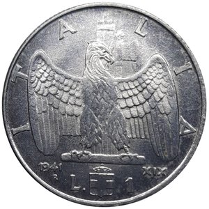 obverse: Vittorio Emanuele III, 1 Lira  Impero 1941 NC SPL  