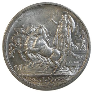 obverse: Vittorio Emanuele III, 2 Lire  Quadriga argento 1917 SPL+/qFDC RARA