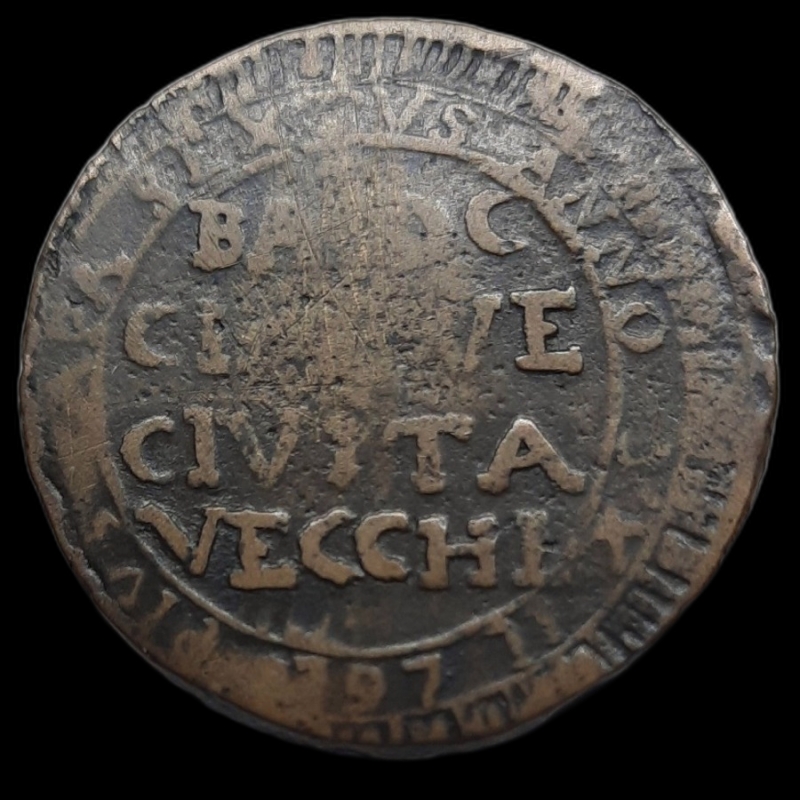 obverse: CIVITAVECCHIA. Stato Pontificio Pio VI (1775-1799) 5 Baiocchi Madonnina 1797 MB
