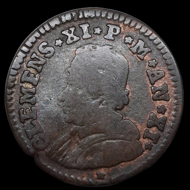 reverse: FERRARA. Stato Pontificio,Clemente XI, Muraiola 1711, mancanze ma BB